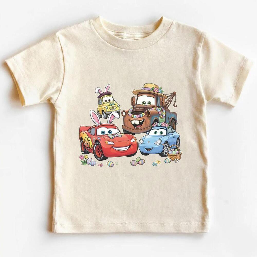 Disney Cars Easter Lightning Mcqueen Mater Bunny Graphic T-Shirt - Picture 1 of 4